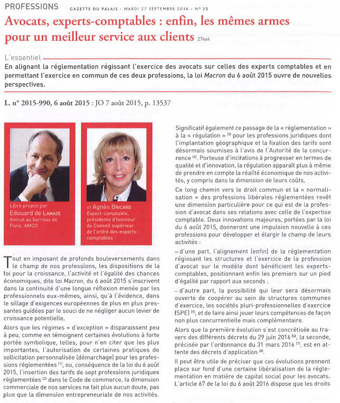 2016 09 gazette palais avocats experts comptables