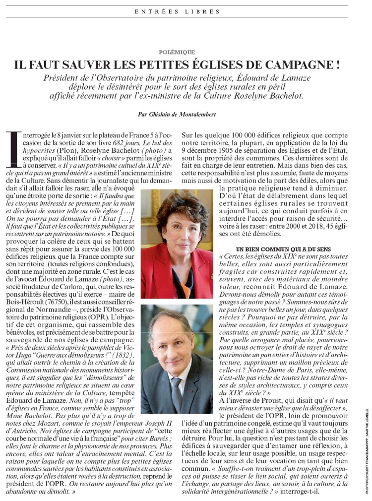 Le Figaro Magazine Il faut sauver les petites églises de campagne 20 01 2023